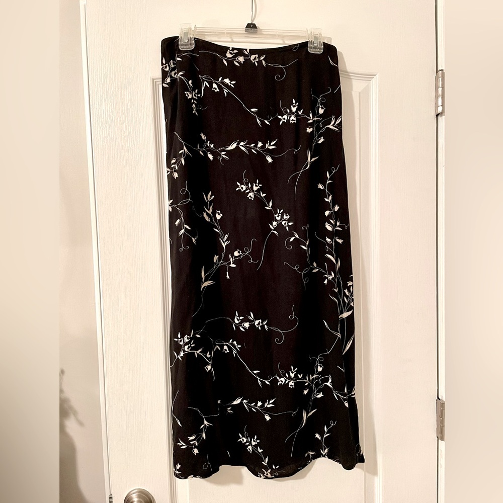 Black floral maxi skirt